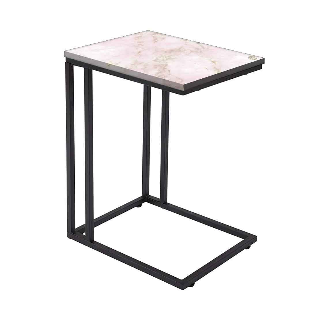 Marble C Shaped Table -Digital Print - Not Real Marble - Pink Effect Nutcase