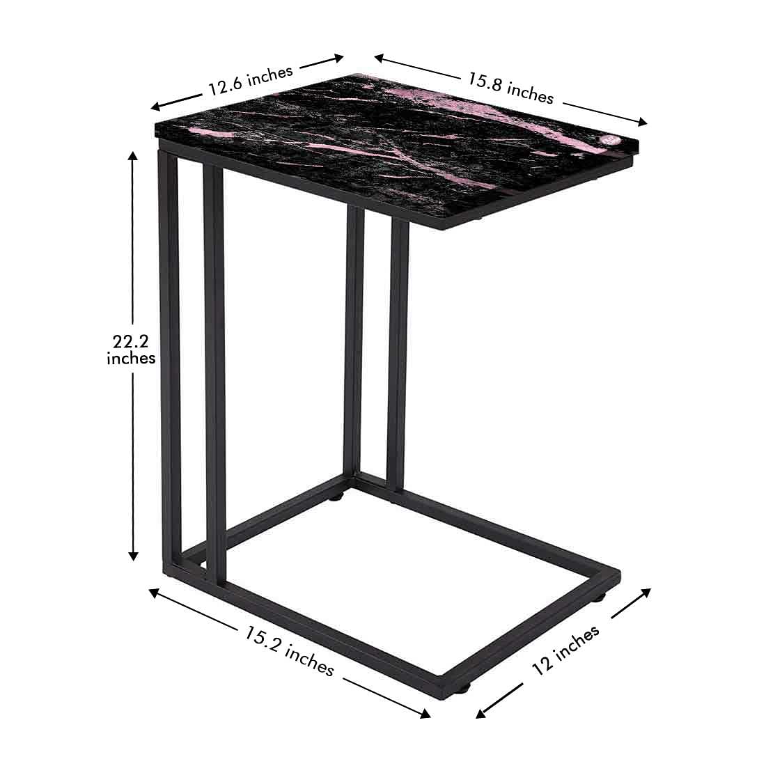 Black Marble C Table For Sofa -Digital Print - Not Real Marble - Black Pink Effect Nutcase