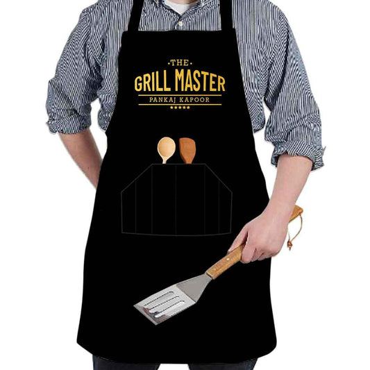 Personalised Chef Apron With Name for Men Cooking - Grill Master Nutcase