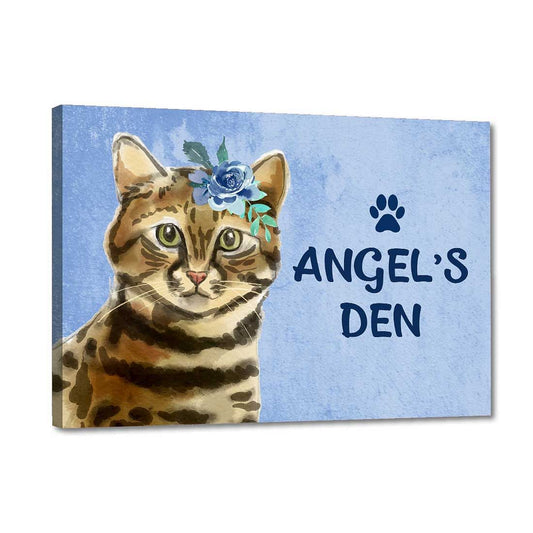 Personalized Cat Name Plate House Sign -Bengal Kitty Nutcase