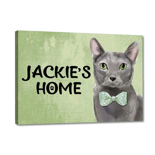 Personalised Cat Name Plate House Sign -Grey Russian Nutcase