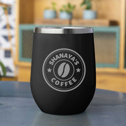 Customized Small Coffee Tumbler for Travelling with Name Engraved Design (350 ML) - Coffee