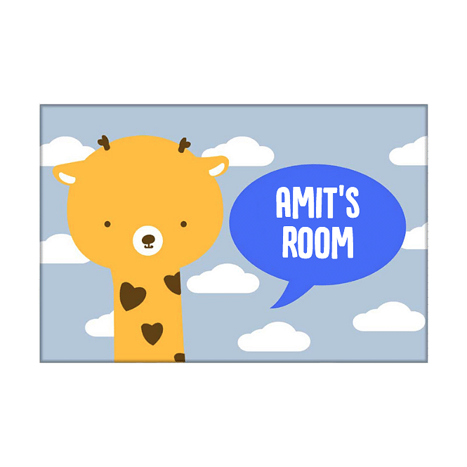Custom Children's Door Name Plate -  Baby Giraffe Nutcase