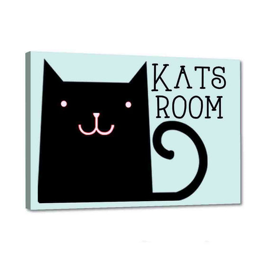 Children's Name Plate Door Sign -  Lucky Black Cat Nutcase