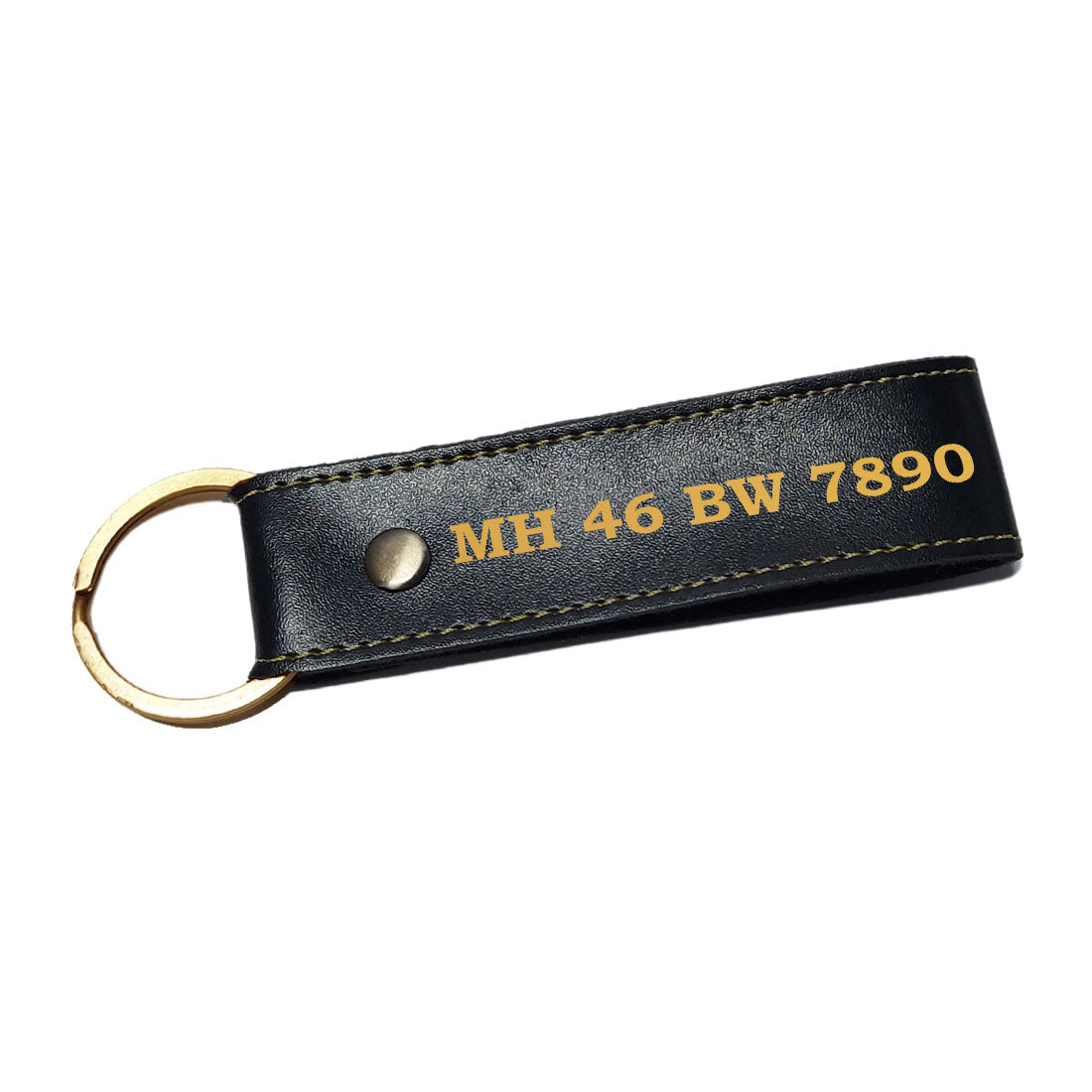 Black Monogram Leather Keychain