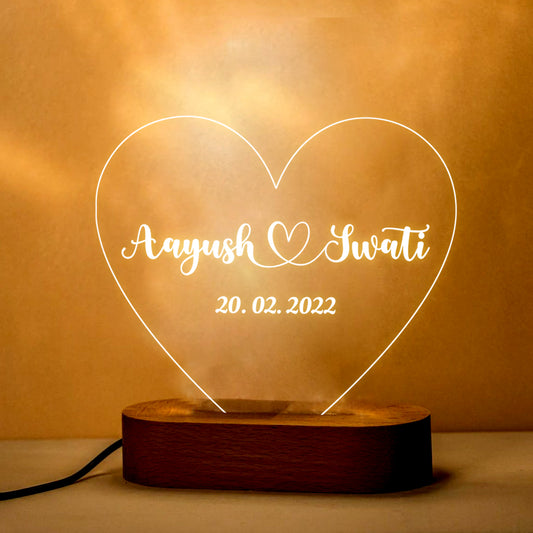 Customized Night Lamp for Couples Anniversary Gift Ideas - Heart