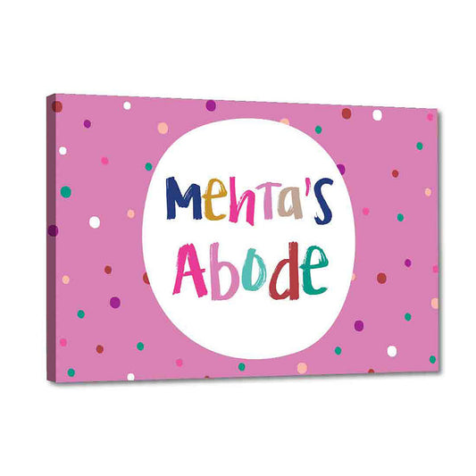 Cute Personalized Door Name Plate - Multi-color Dots Pink Nutcase