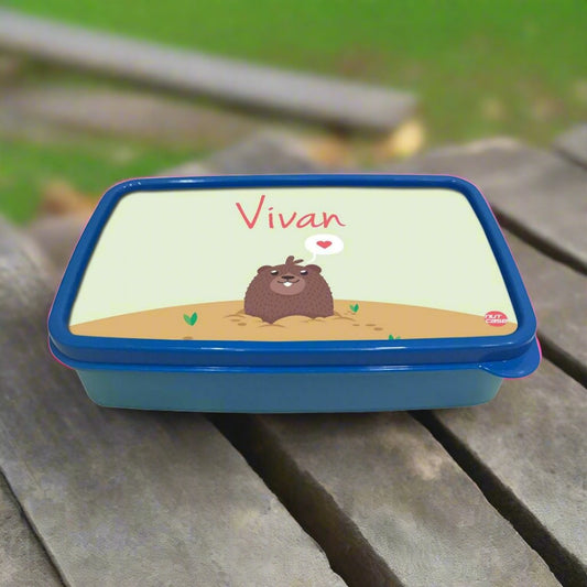 Personalized Snack Box for Kids Plastic Lunch Box for Boys -Bear Nutcase