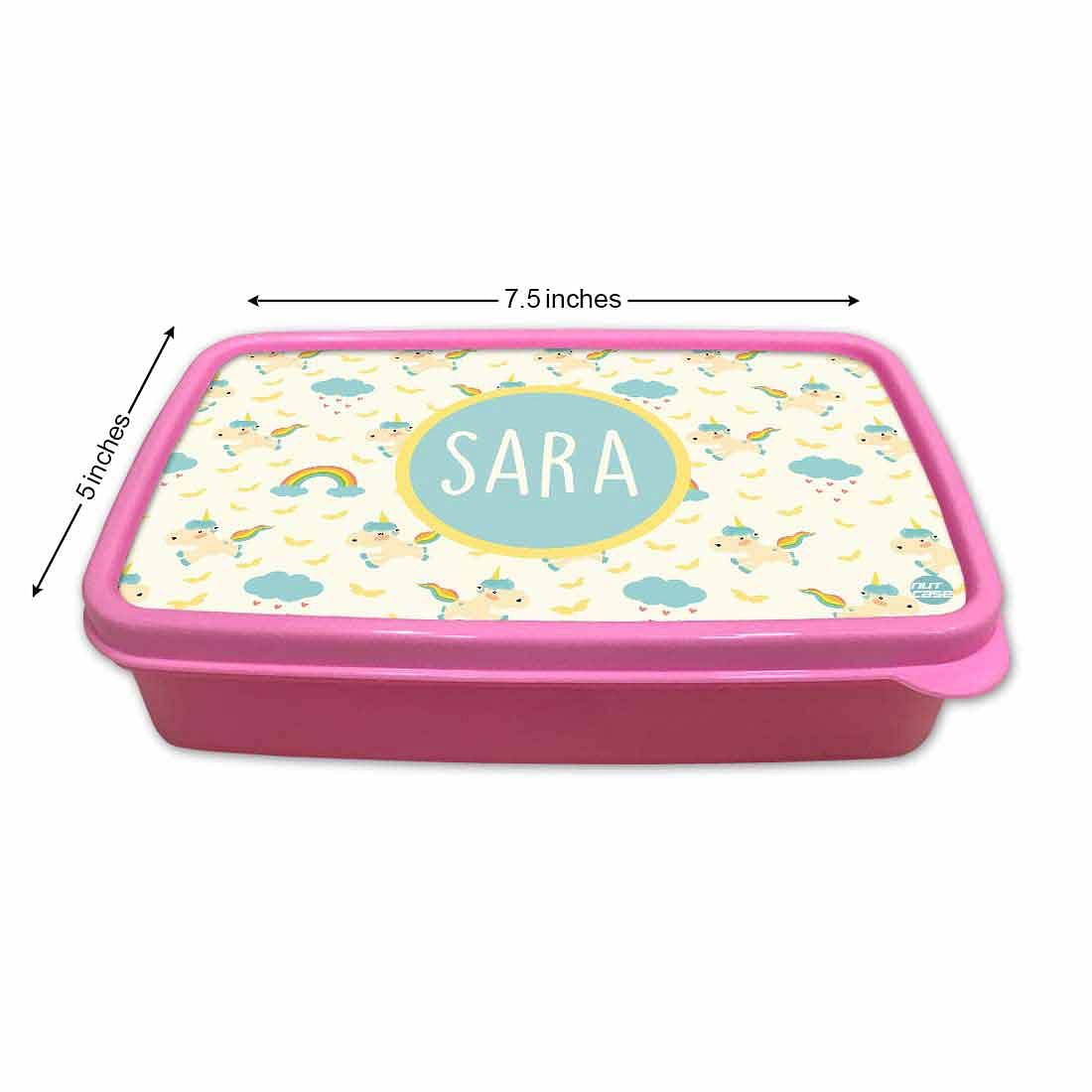 Personalized Tiffin Box for Kids Plastic Girls Add Your Name - Unicorn & Cloud Nutcase