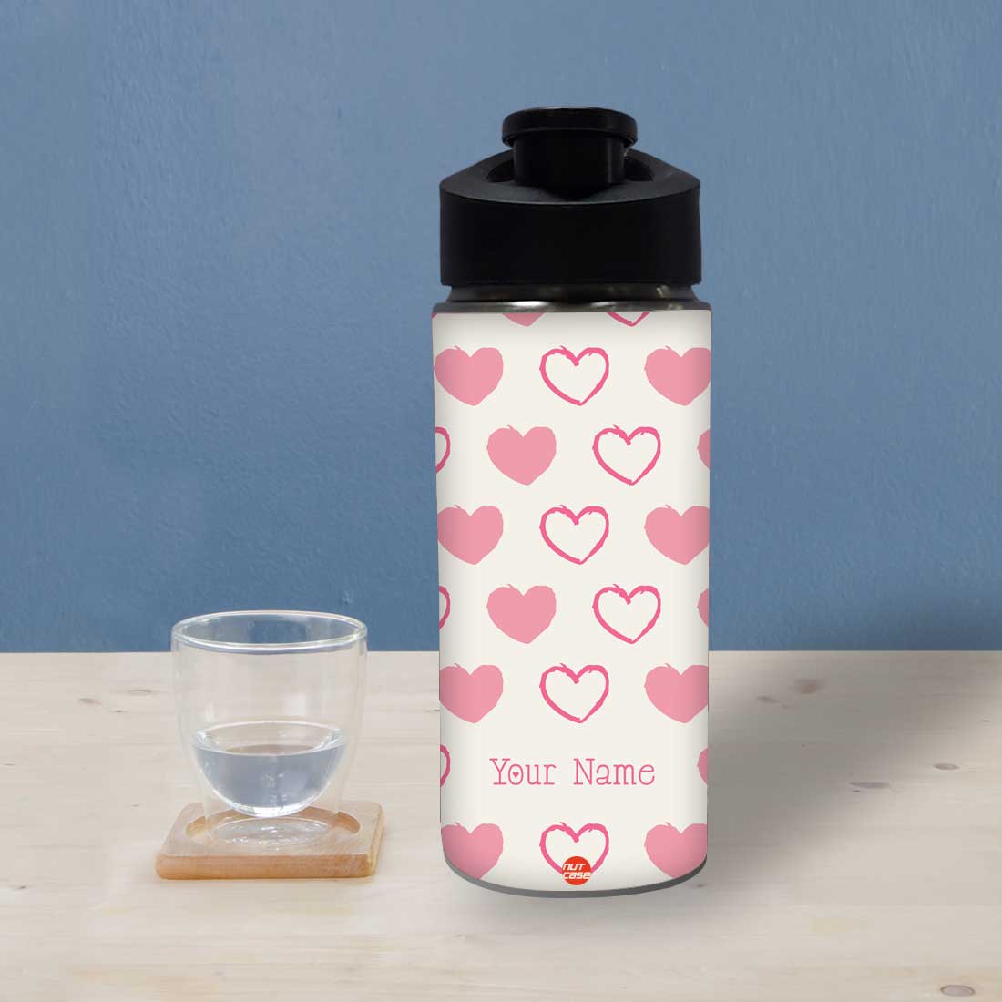 550ml Personalised Custom Heart Water Bottle Kids Water Bottle