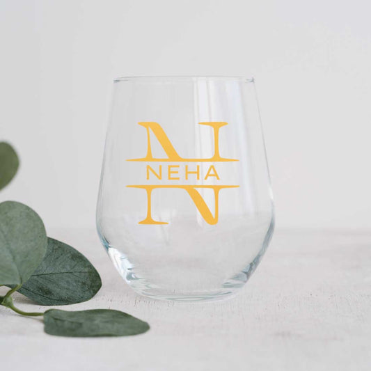 Personalized Drink Glass Custom Stemless Wine Glasses With Name  Monogram
