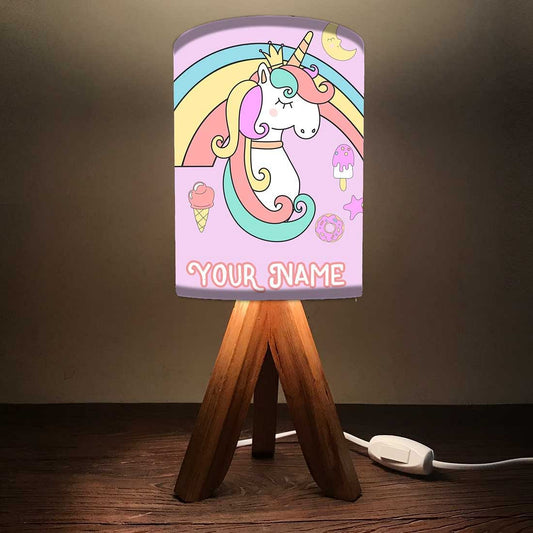 Customized Tripod Table Lamp - Cute Unicorn Nutcase