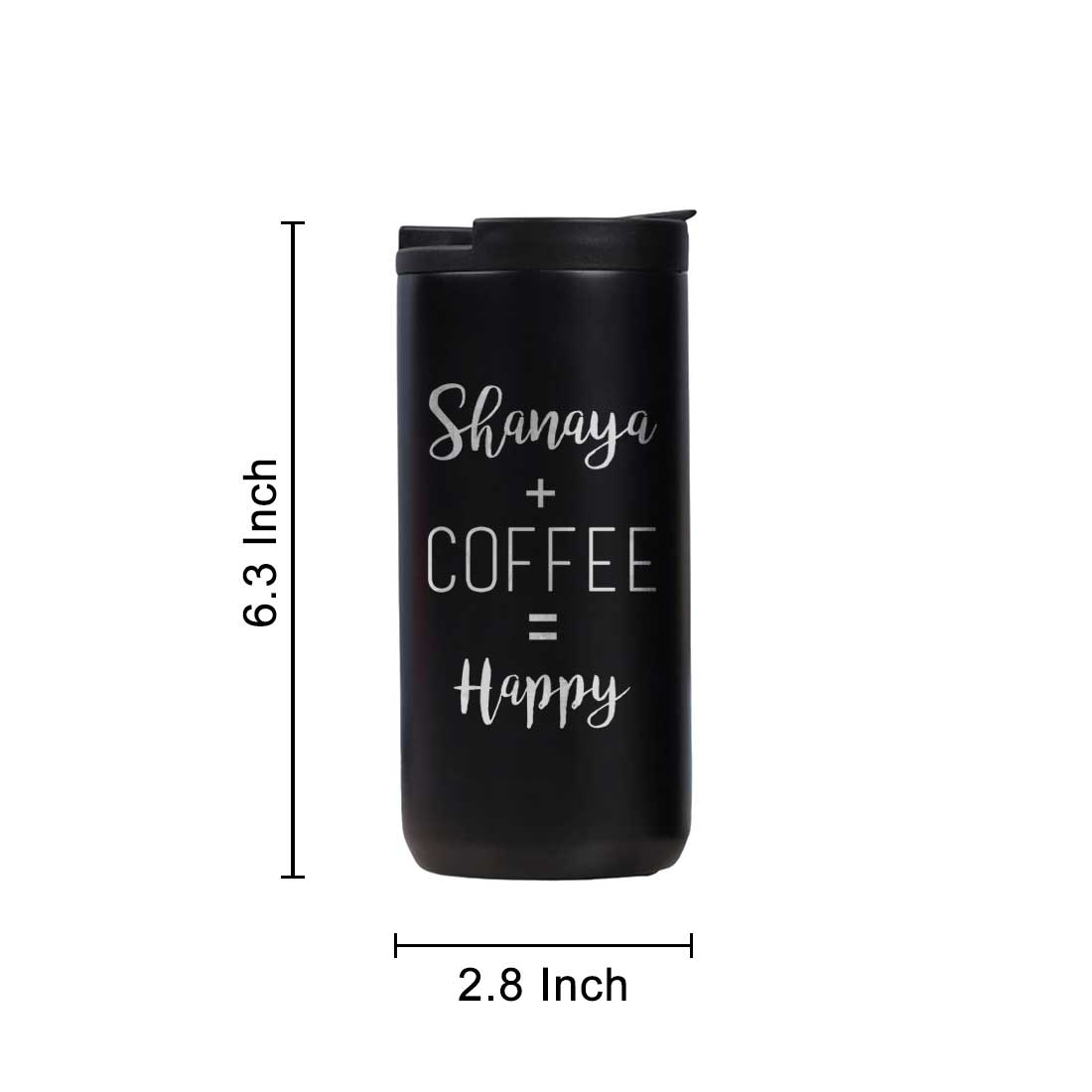 Customized Insulated Thermos Cup for Tea with Name Engraved Design (400 ML) - Happy