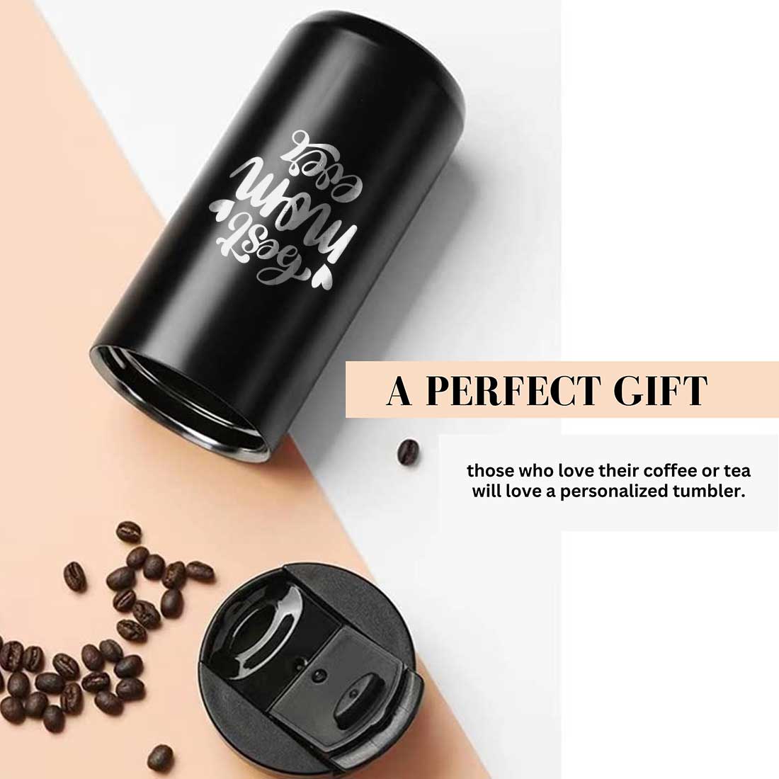 Tea Travel Mug with Lid Engraved Stainless Steel Flask for Mother Day Gift (400ML) - Best Mom Ever