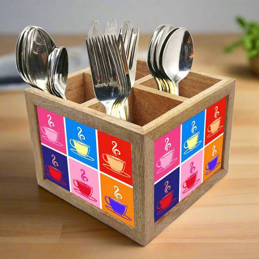 Wooden Cutlery Stand for Cooking Spoon Holder - Ek Cup Chai Nutcase