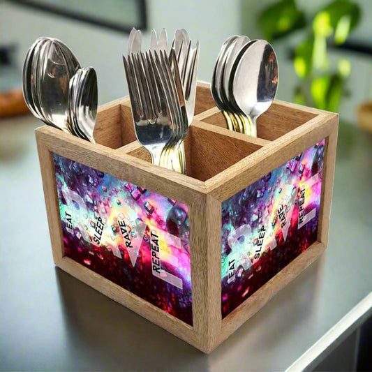 Spoon Stand Wooden Cutlery Holder for Kitchen Dining Table - Repeat Art Nutcase