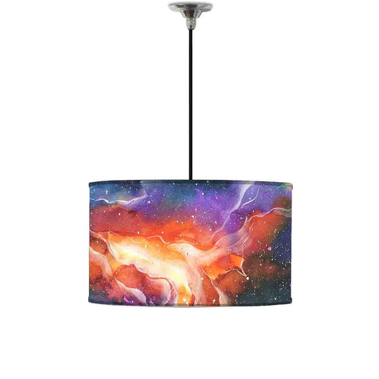 Ceiling Lamp Hanging Drum Lampshade - Space Green Watercolor Nutcase