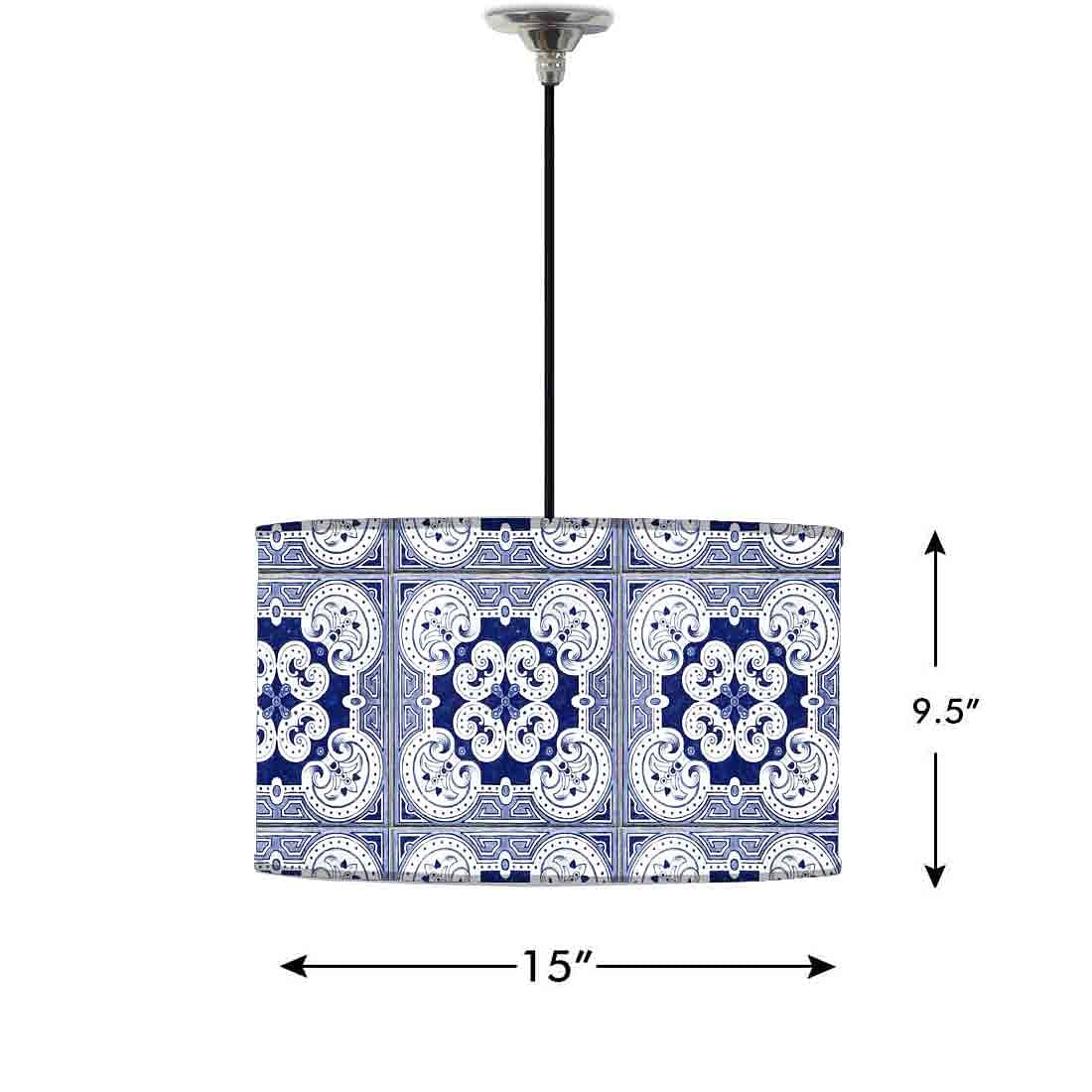 Ceiling Lamp Hanging Drum Lampshade - Floral  Spanish Tiles Effect Nutcase