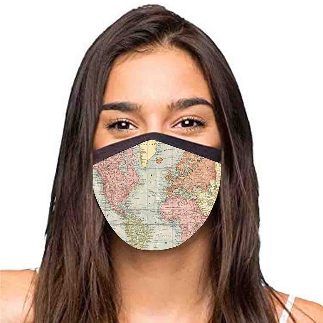 Face Masks Reusable Washable Set Of 2 -Map Nutcase