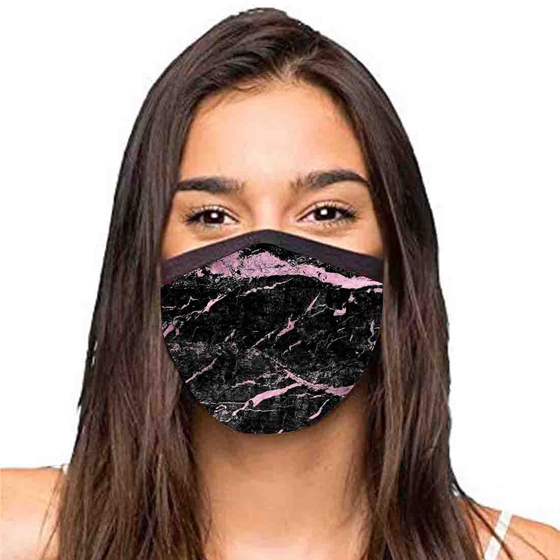 Face Mask -Set Of 2 Protective Masks -Black Pink Marble Nutcase