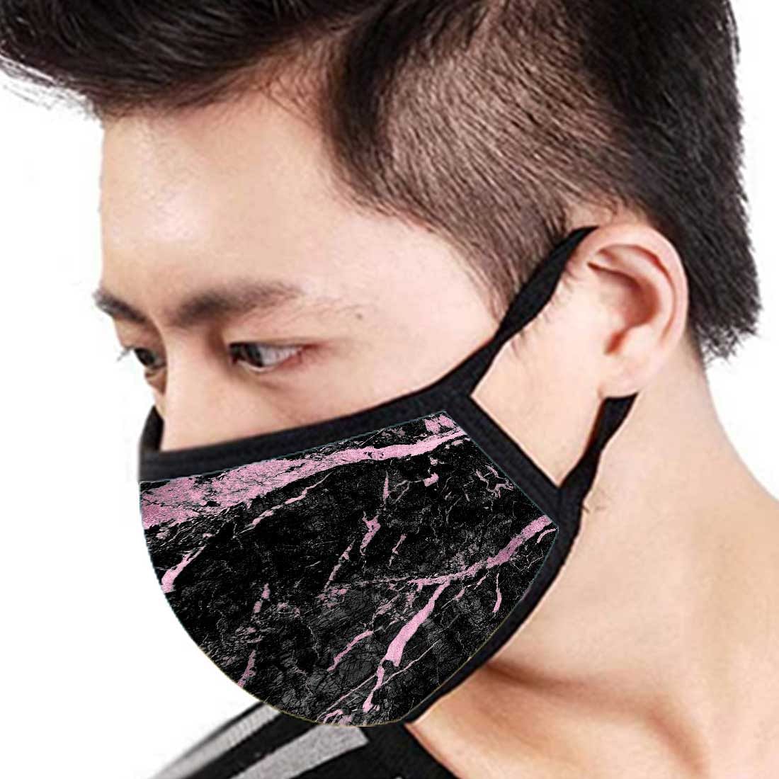 Face Mask -Set Of 2 Protective Masks -Black Pink Marble Nutcase