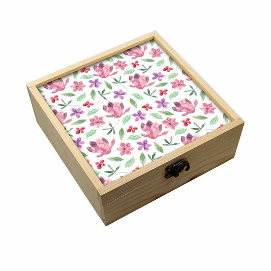 Jewellery Box Wooden Jewelry Organizer -  Pink Flower Nutcase