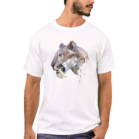 Nutcase Designer Round Neck Men's T-Shirt Wrinkle-Free Poly Cotton Tees - Sabertooth Tiger Nutcase