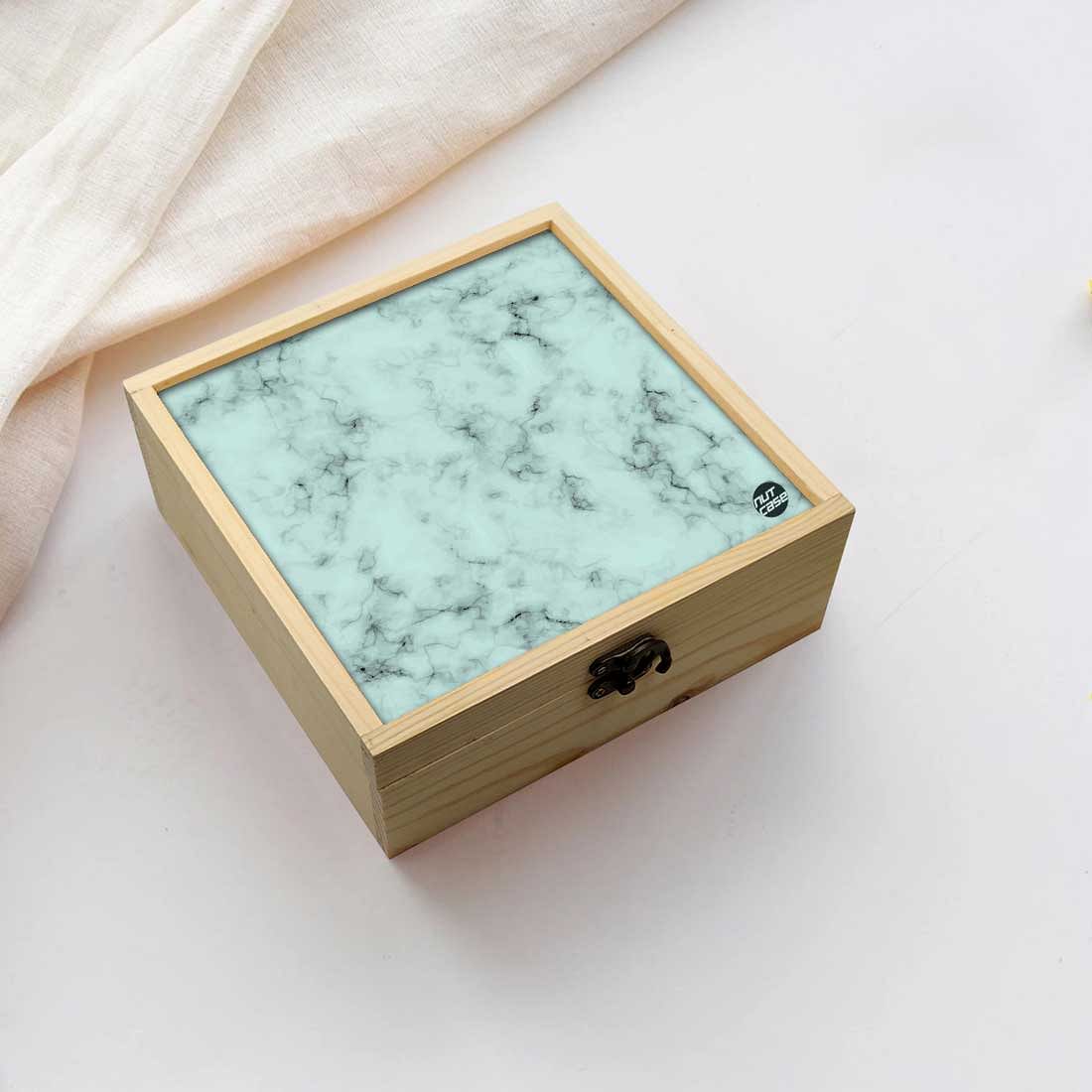 Jewellery Box Makepup Organizer -  Green Color Designer Marble Pastle Nutcase