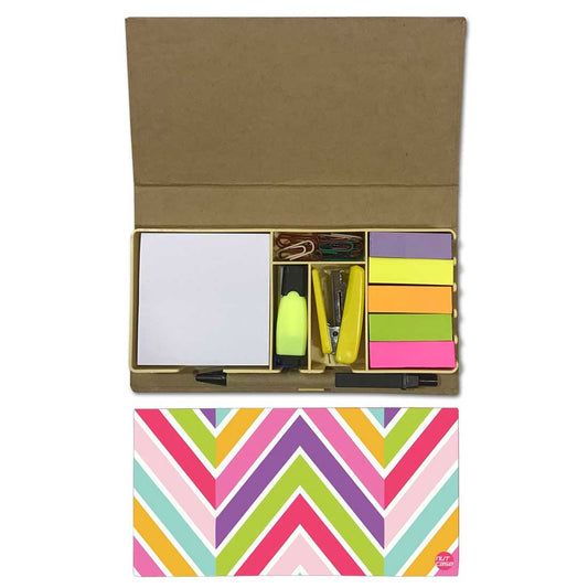 Stationery Kit Desk Organizer Memo Notepad - Colored Lines Nutcase