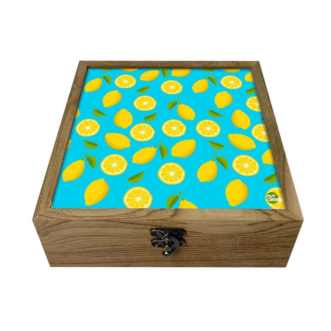Nutcase Designer Storage Box for Jewellery Wooden - Unique Gifts - Lime Lemon Pattern Nutcase