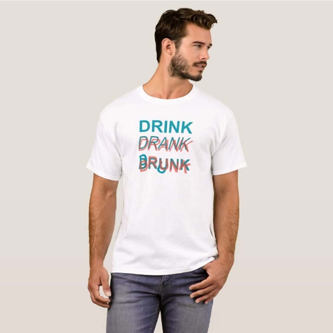 Nutcase Designer Round Neck Men's T-Shirt Wrinkle-Free Poly Cotton Tees - Drink Drank Drunk Nutcase