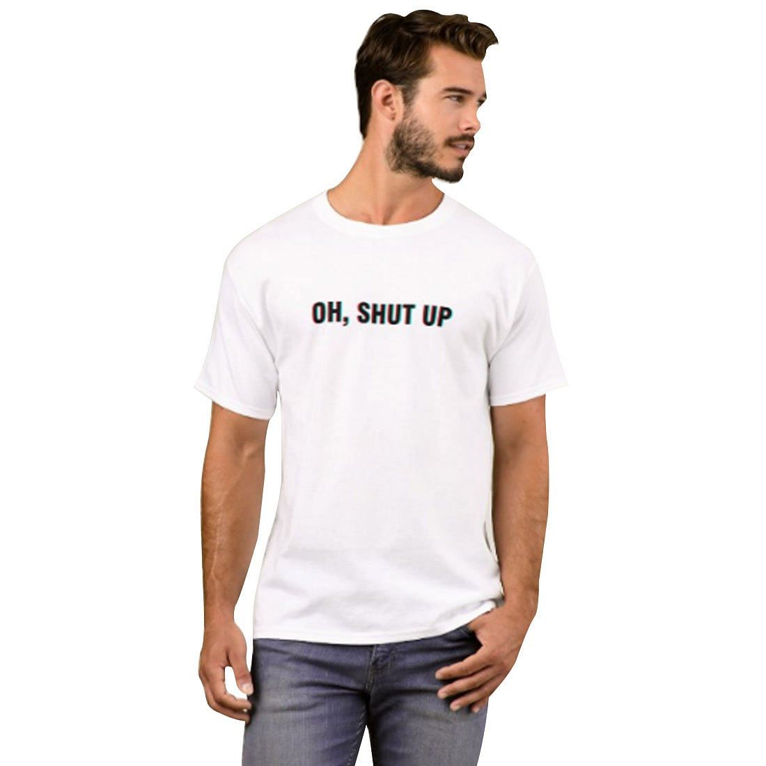 Nutcase Designer Round Neck Men's T-Shirt Wrinkle-Free Poly Cotton Tees - Oh, Shut Up Nutcase