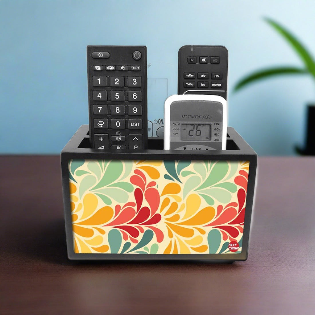 Designer Tv Remote Control Organizer For TV / AC Remotes -  Vintage Flower Nutcase