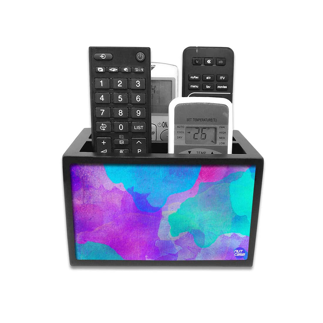 Tv Remote Control Organizer For TV / AC Remotes -  Watercolors Blue Nutcase