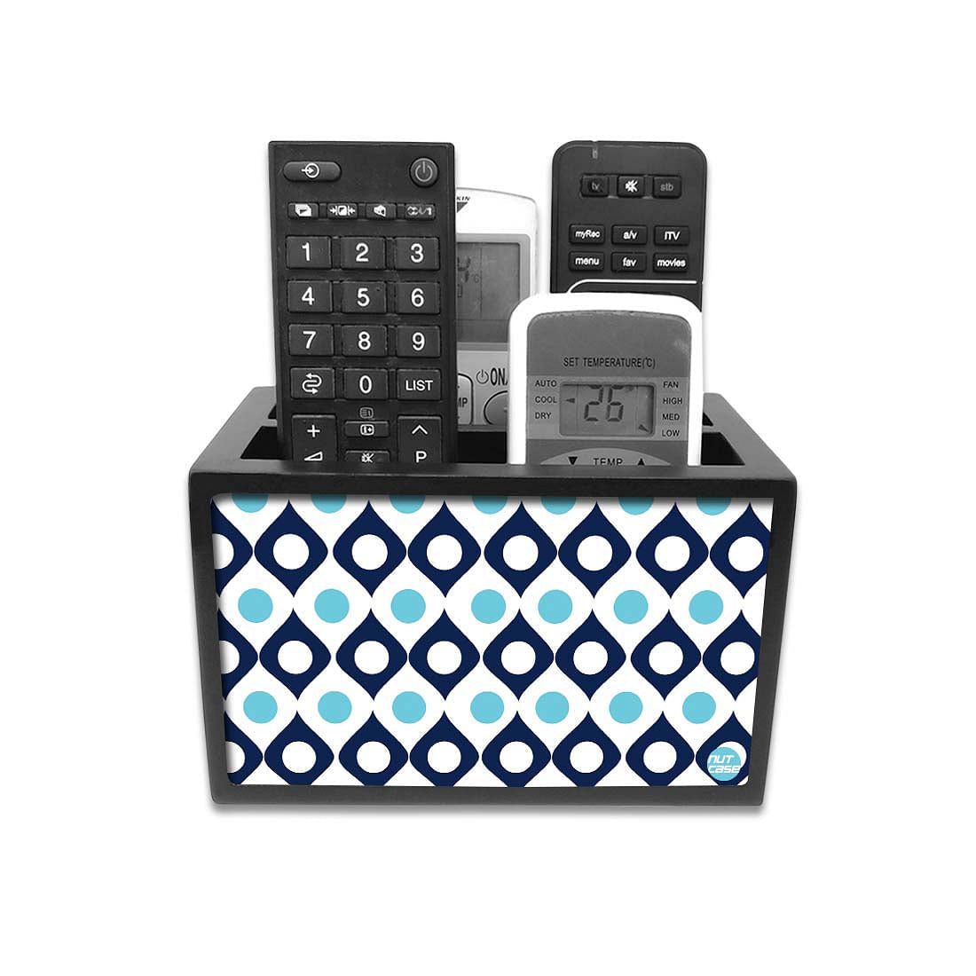 Black Remote Control Organizer For TV / AC Remotes -  pattern Nutcase