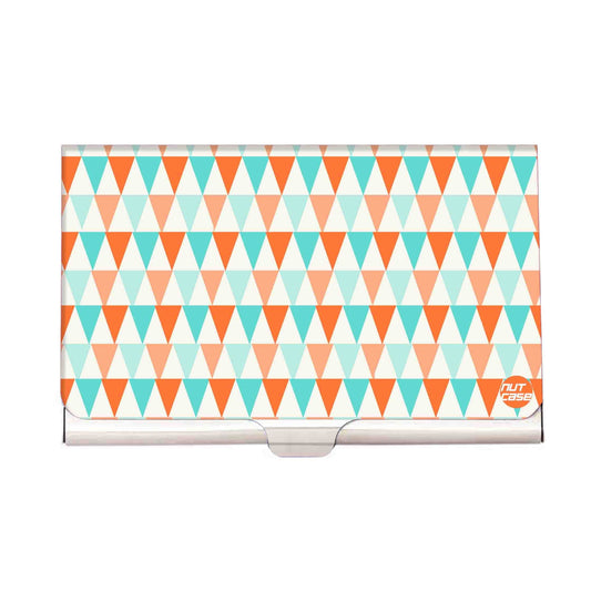 Designer Visiting Card Holder Nutcase -Orange And Mint Triangles Nutcase