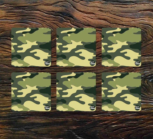 Metal Best Beer Coaster Pack of 6 for Hotel & Restaurant - Army Camo Nutcase