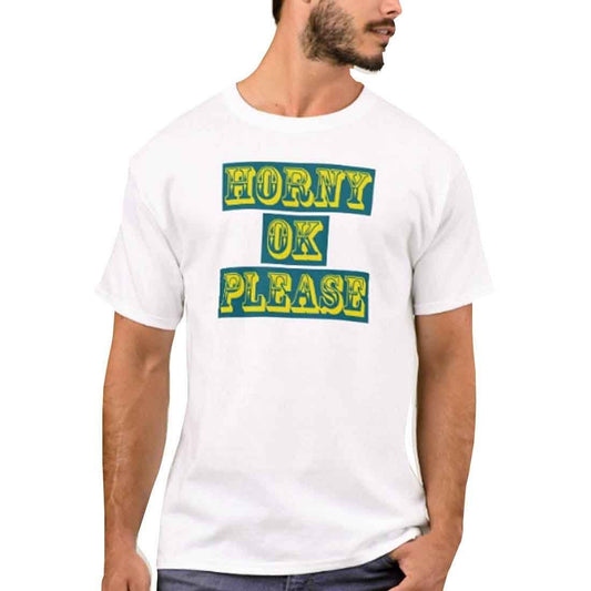 Nutcase Designer Round Neck Men's T-Shirt Wrinkle-Free Poly Cotton Tees - Horny Ok Please Green Nutcase