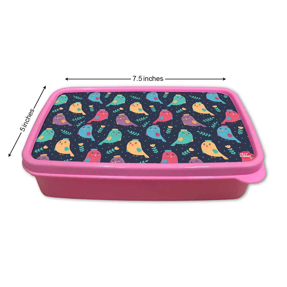 Plastic Kids Lunch Box for School Girls Snack Containers - Birds Nutcase
