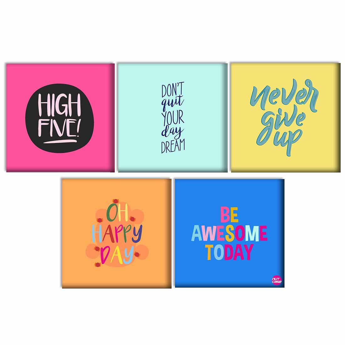 Wall Art Decor Boards Set Of 5 - Never Give Up Nutcase