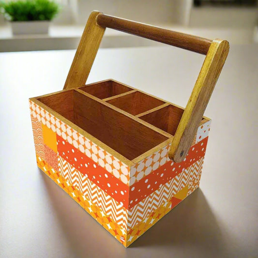 Tissue and Cutlery Holder for kitchen Organizer With Handle - Box Pattern Nutcase