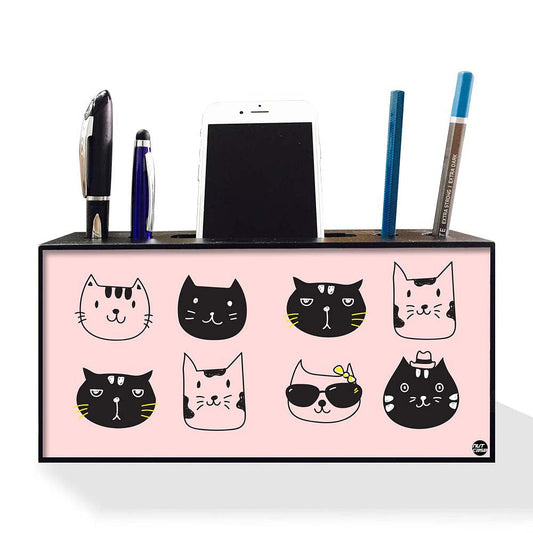 Stationary Holder Pen Mobile Stand Desk Organizer for Office - Cat Face Nutcase
