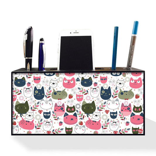 Pen Stand and Mobile Holder Desk Organizer for Office- Cat Face Nutcase
