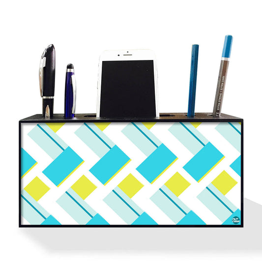 Pen Mobile Stand Holder Desk Organizer - Colrful Box Blue And Yellow Nutcase