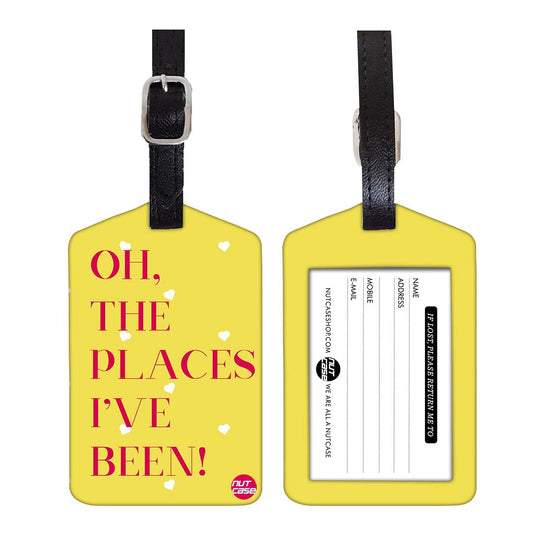 Luggage Tags Set Of 2 -  PLACES I HAVE BEEN - YELLOW Nutcase