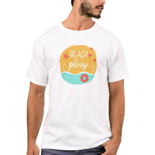 Nutcase Designer Round Neck Men's T-Shirt Wrinkle-Free Poly Cotton Tees - Beach Please Nutcase