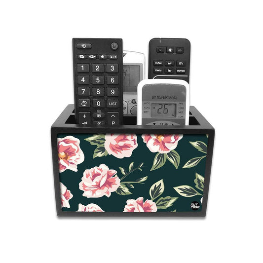 Floral Remote Control Stand For TV / AC Remotes -  Vintage Pink Rose Nutcase