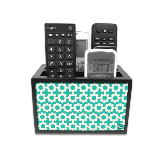 Designer TV Remote Control Holder For TV / AC Remotes -  Flower Design Blue Nutcase