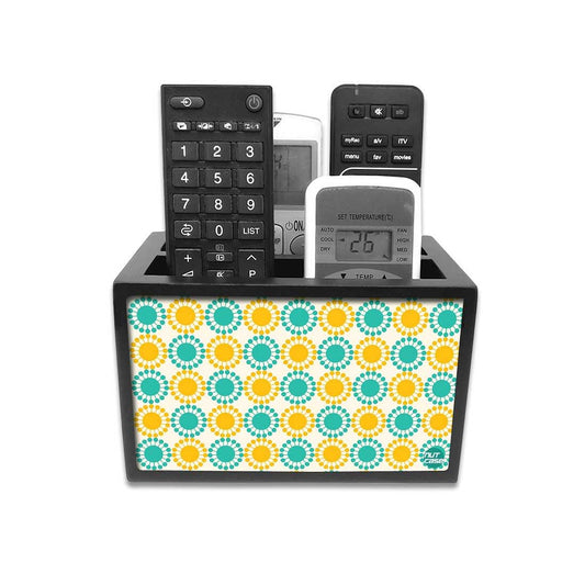 Designer Small Remote Control Holder For TV / AC Remotes -  Flower Design Green Nutcase