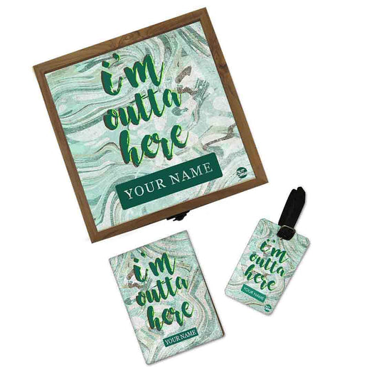 Personalized Passport Cover Combo - I Am Outta Here Green Nutcase